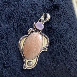 Rhodonite and pink chalcedony stone pendant